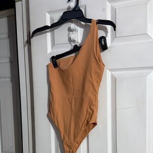 Forever 21 Asymmetrical Tan Bodysuit